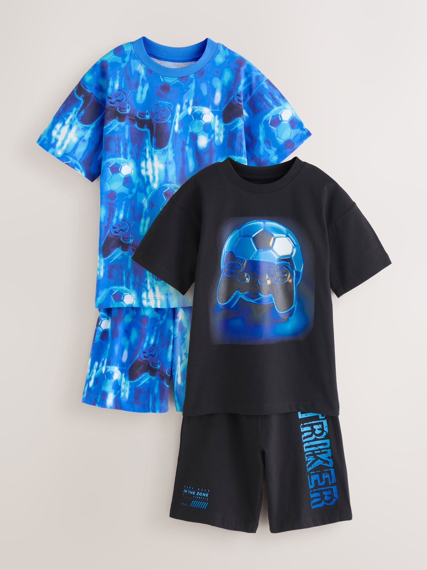 Blue/Black Gamer Football Short Pyjamas 2 Pack (3-16yrs) image 8