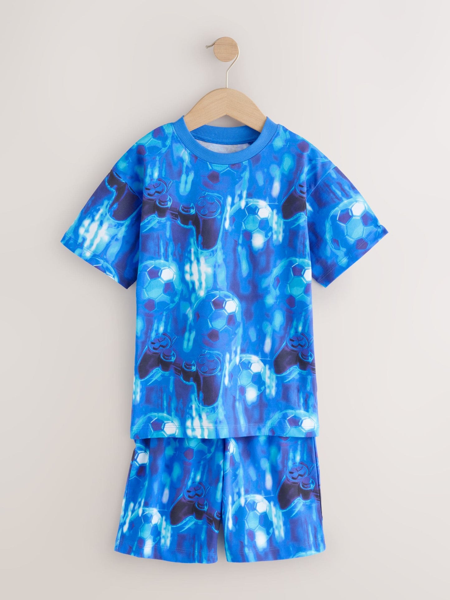 Blue/Black Gamer Football Short Pyjamas 2 Pack (3-16yrs) image 10