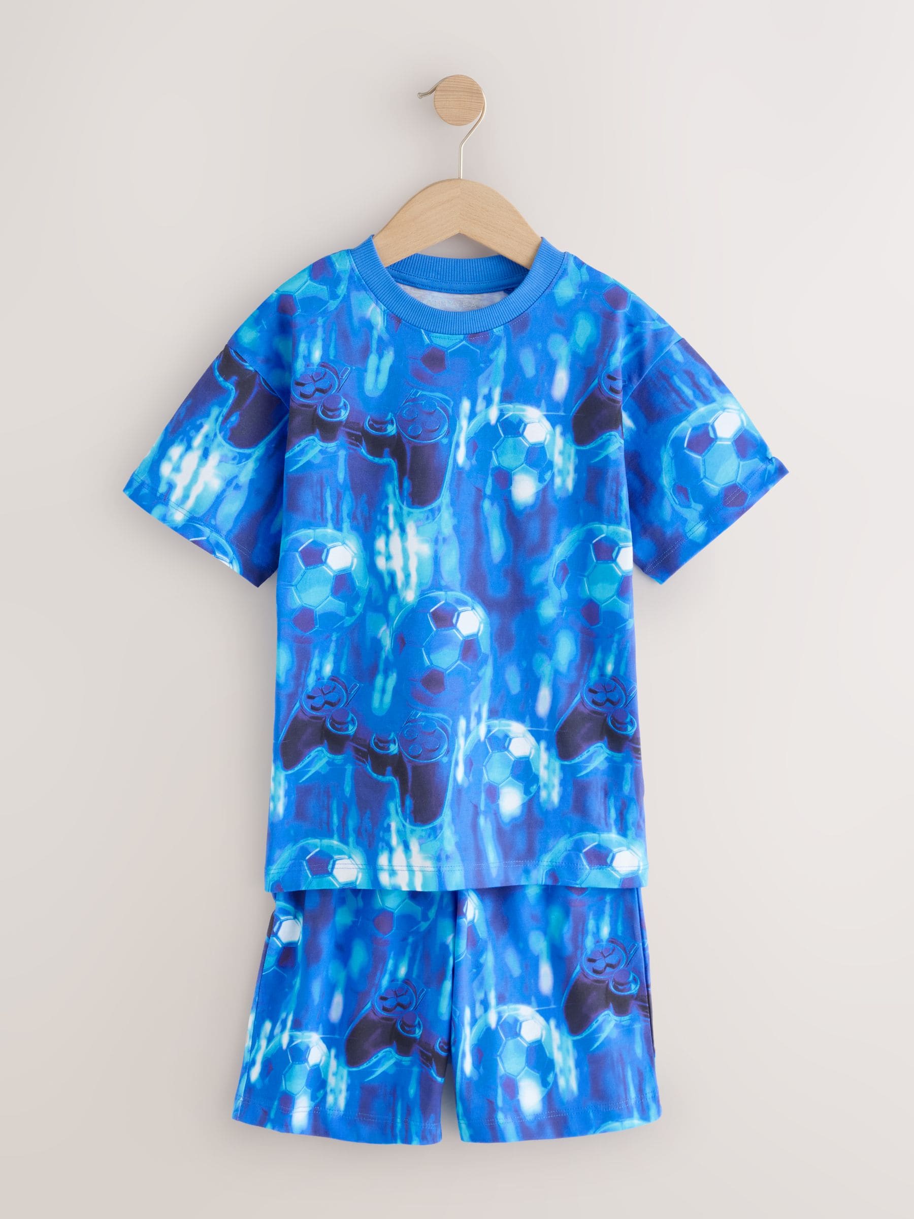 Blue/Black Gamer Football Short Pyjamas 2 Pack (3-16yrs) image 10