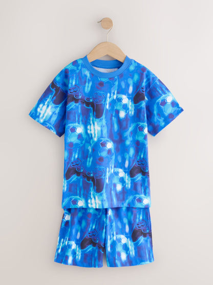 Blue/Black Gamer Football Short Pyjamas 2 Pack (3-16yrs) image 10