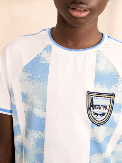 Blue/White Argentina Single Short Football Pyjamas (4-14yrs) - image 3