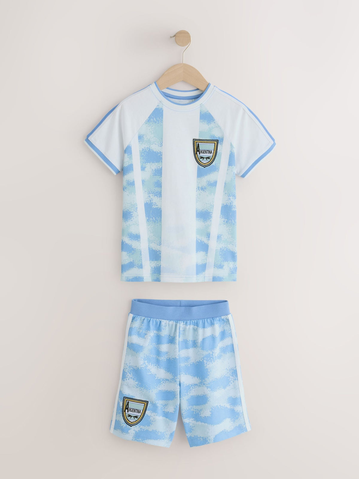 Blue/White Argentina Single Short Football Pyjamas (4-14yrs) - image 5