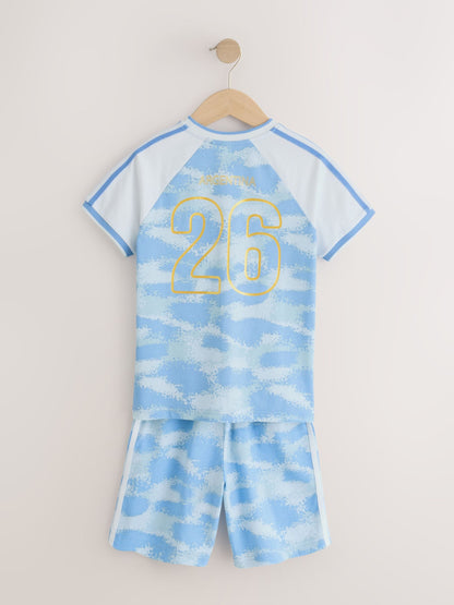 Blue/White Argentina Single Short Football Pyjamas (4-14yrs) - image 6