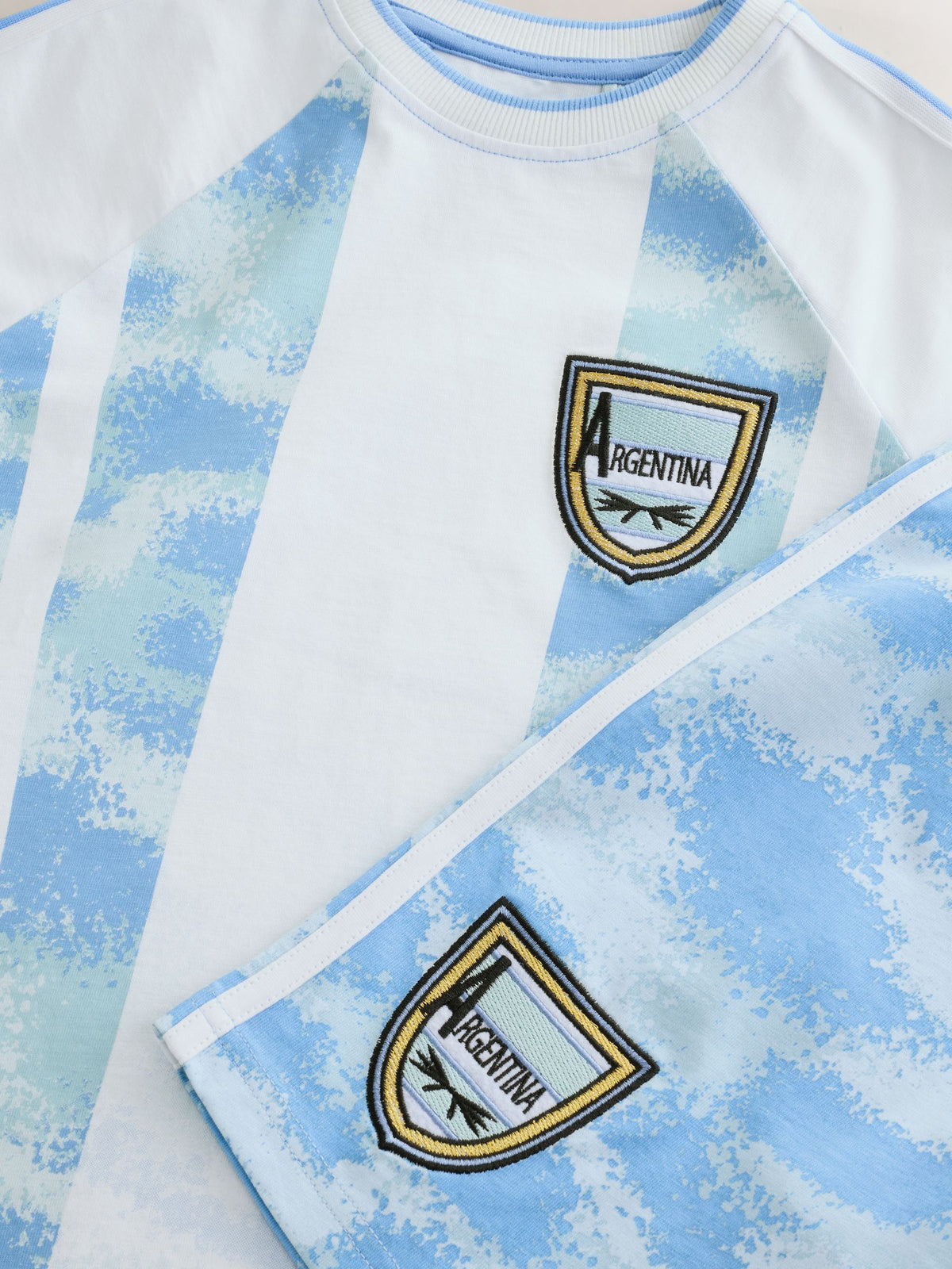 Blue/White Argentina Single Short Football Pyjamas (4-14yrs) - image 7