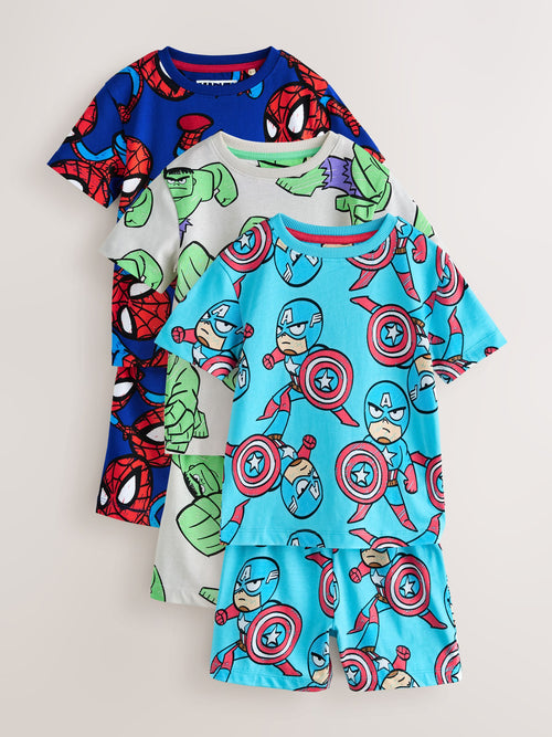 Multi Bright Marvel Short Pyjamas 3 Pack (12mths-11yrs) image 1