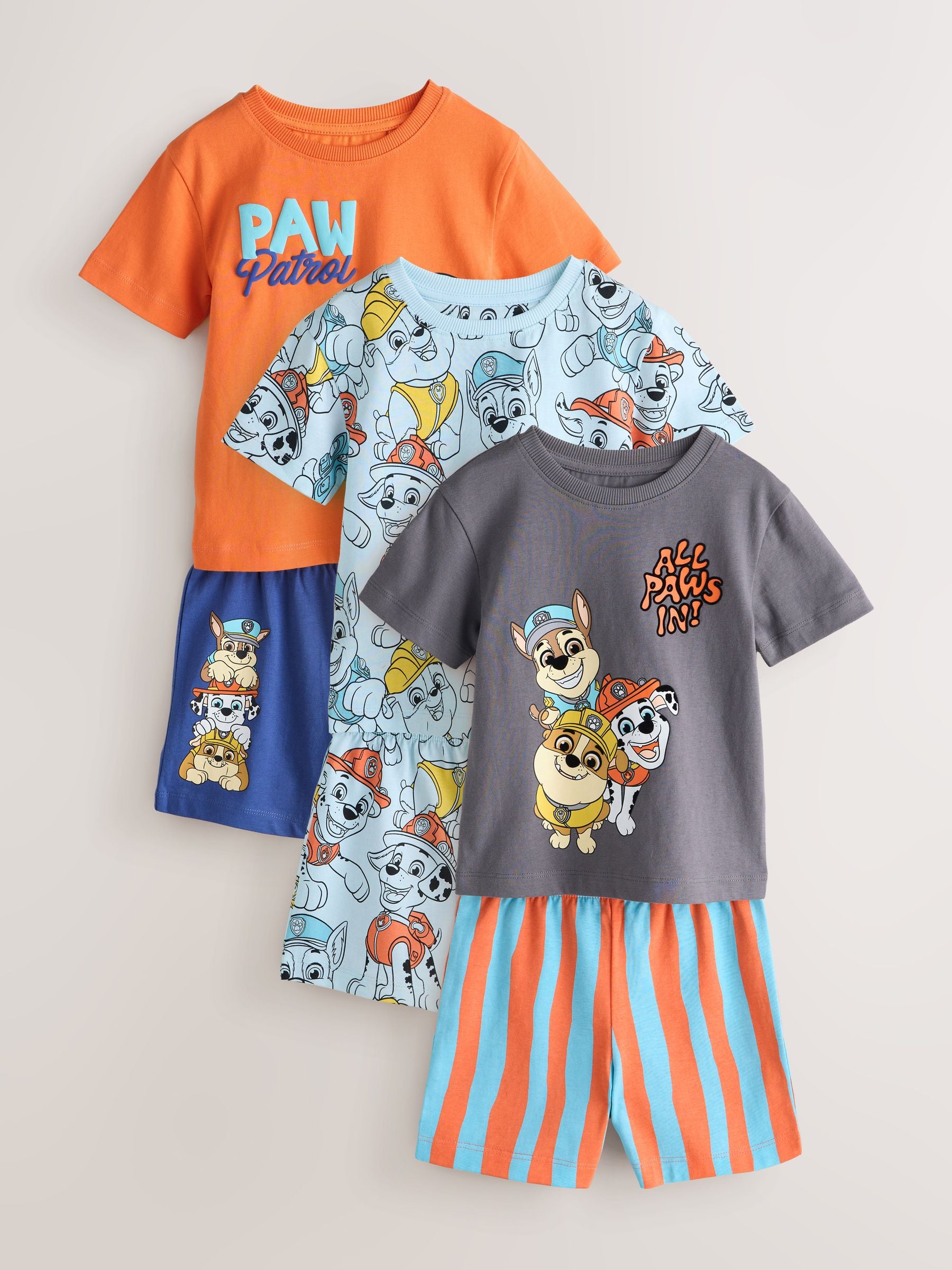 Dsiney Kidz - Blue/Grey/Orange Paw Patrol Short Pyjamas 3 Pack (9mths-8yrs) image 1