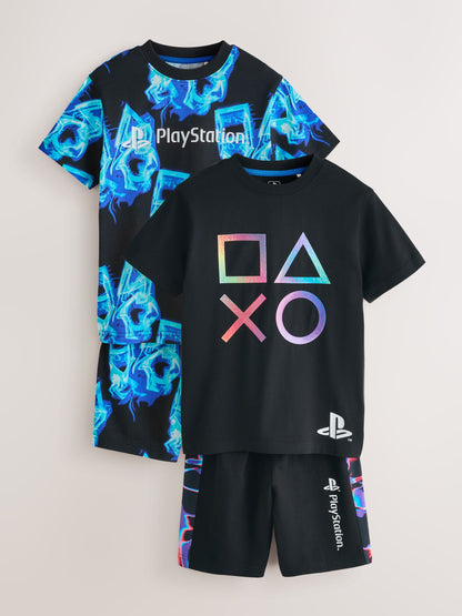 Dsiney Kidz - Blue/Black Playstation Short Pyjamas 2 Pack (4-16yrs) image 1
