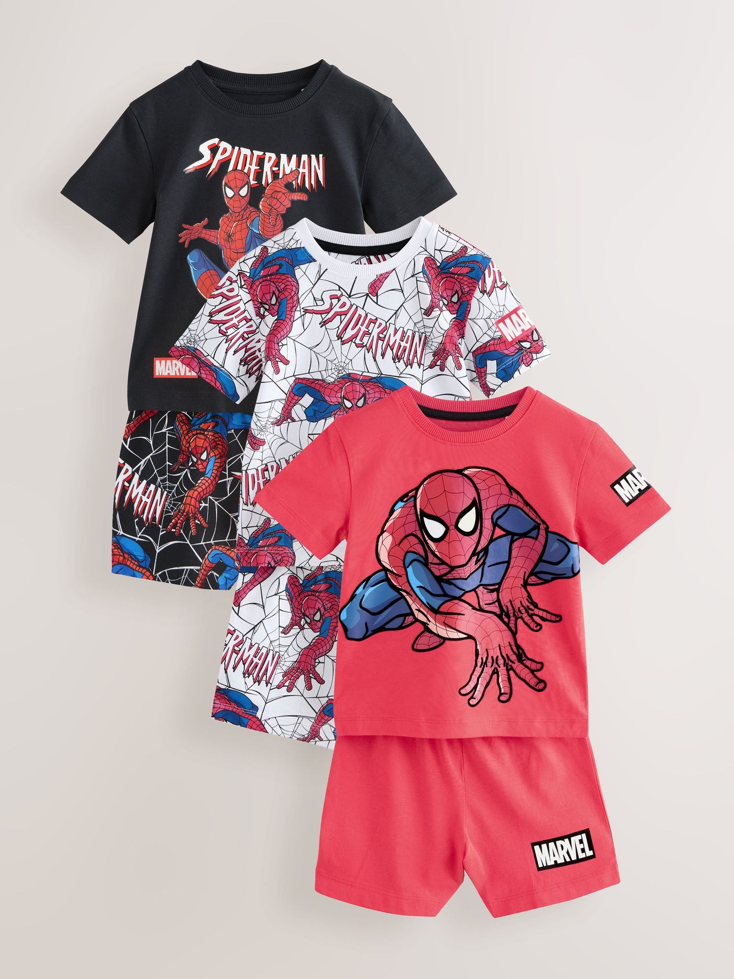 Dsiney Kidz - Black/Red Spiderman Short Pyjamas 3 Pack (12mths-10yrs) image 6