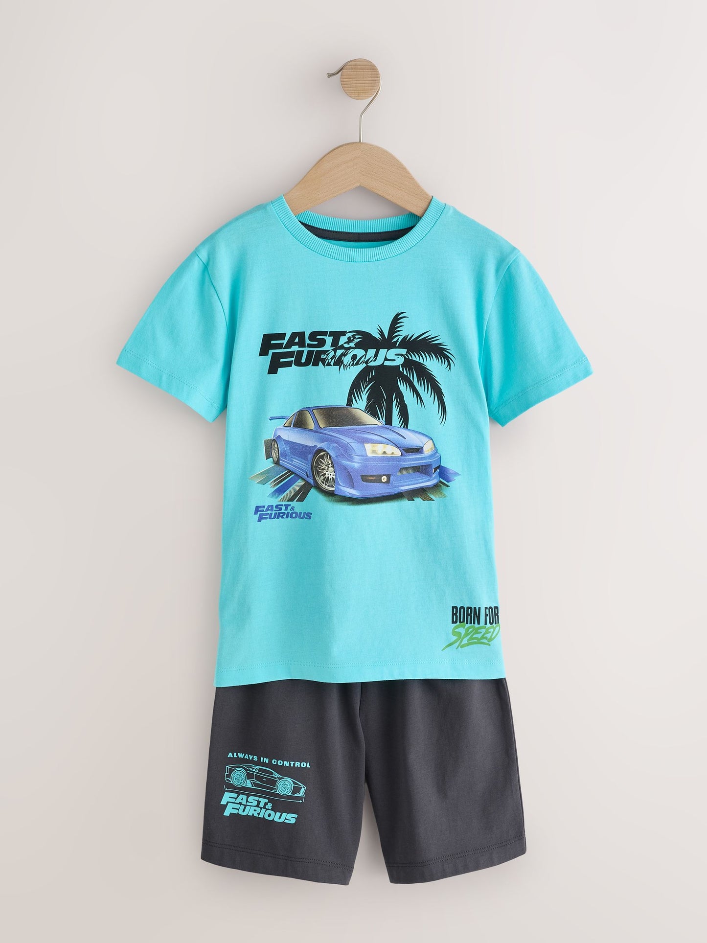 Dsiney Kidz - Blue/Grey Fast and Furious Single Short Pyjamas (4-14yrs) image 1
