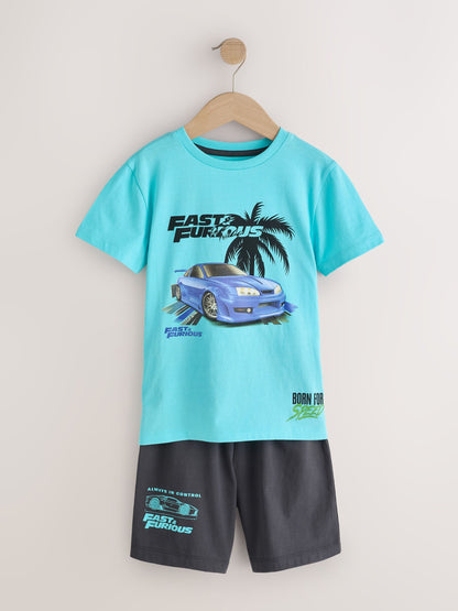 Dsiney Kidz - Blue/Grey Fast and Furious Single Short Pyjamas (4-14yrs) image 1