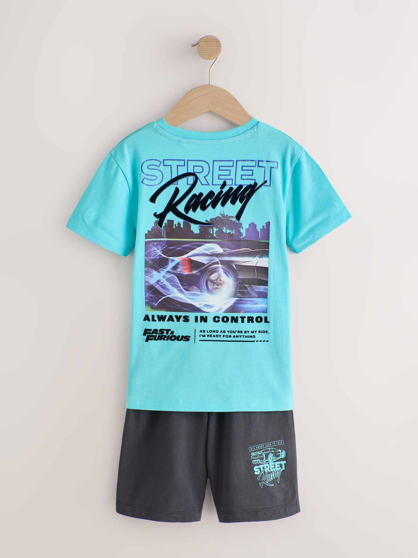 Dsiney Kidz - Blue/Grey Fast and Furious Single Short Pyjamas (4-14yrs) image 2