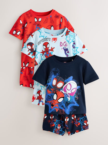 Dsiney Kidz - Navy/Red Spidey and Friends Short Pyjamas 3 Pack (12mths-10yrs) image 1