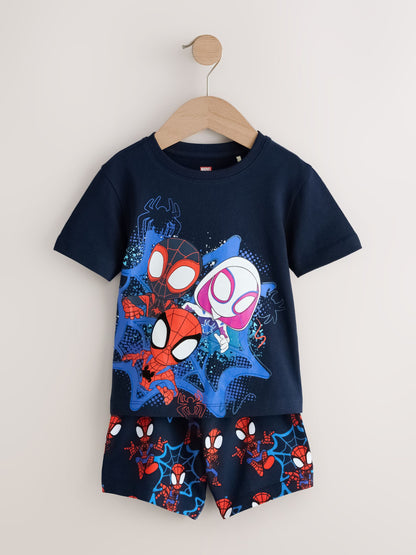 Dsiney Kidz - Navy/Red Spidey and Friends Short Pyjamas 3 Pack (12mths-10yrs) image 2