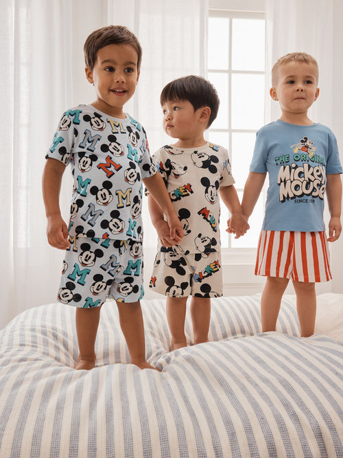 Red/Blue/Cream Mickey Mouse Short Pyjamas 3 Pack (9mths-9yrs) image 1