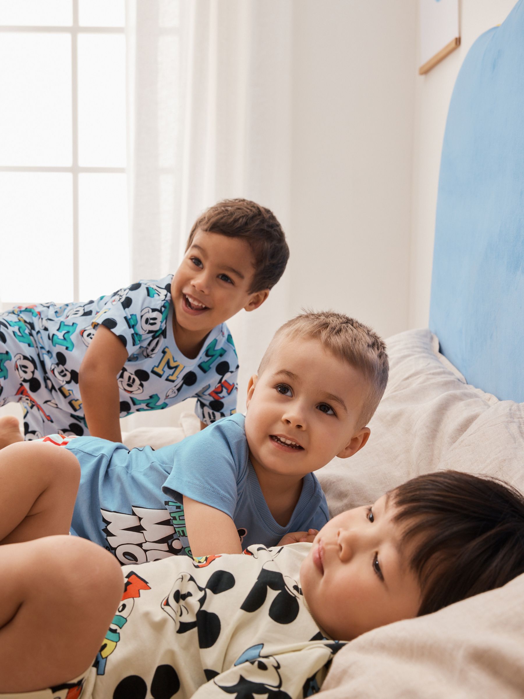 Dsiney Kidz - Red/Blue/Cream Mickey Mouse Short Pyjamas 3 Pack (9mths-9yrs) image 2
