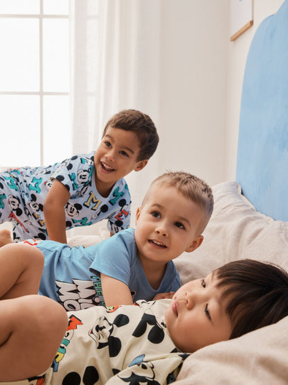 Dsiney Kidz - Red/Blue/Cream Mickey Mouse Short Pyjamas 3 Pack (9mths-9yrs) image 2