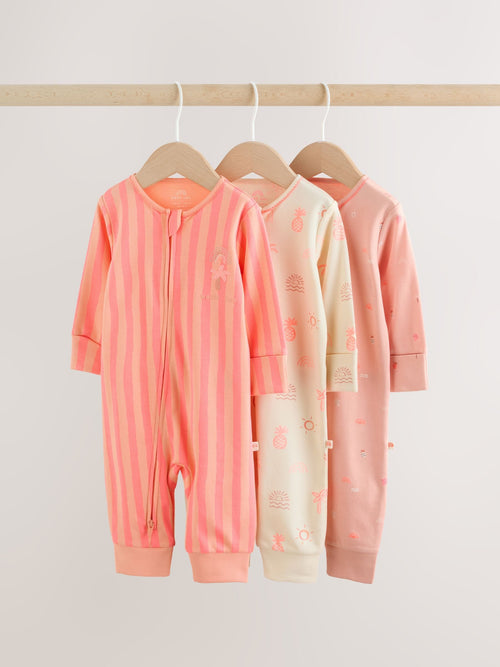 Pink/Blue Baby Sleepsuits 3 Pack (0mths-3yrs) image 1