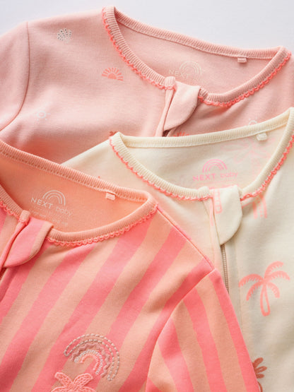 Pink/Blue Baby Sleepsuits 3 Pack (0mths-3yrs) image 8