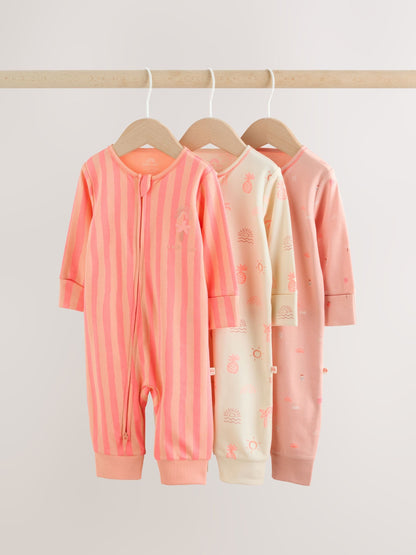 Pink/Blue Baby Sleepsuits 3 Pack (0mths-3yrs) image 1