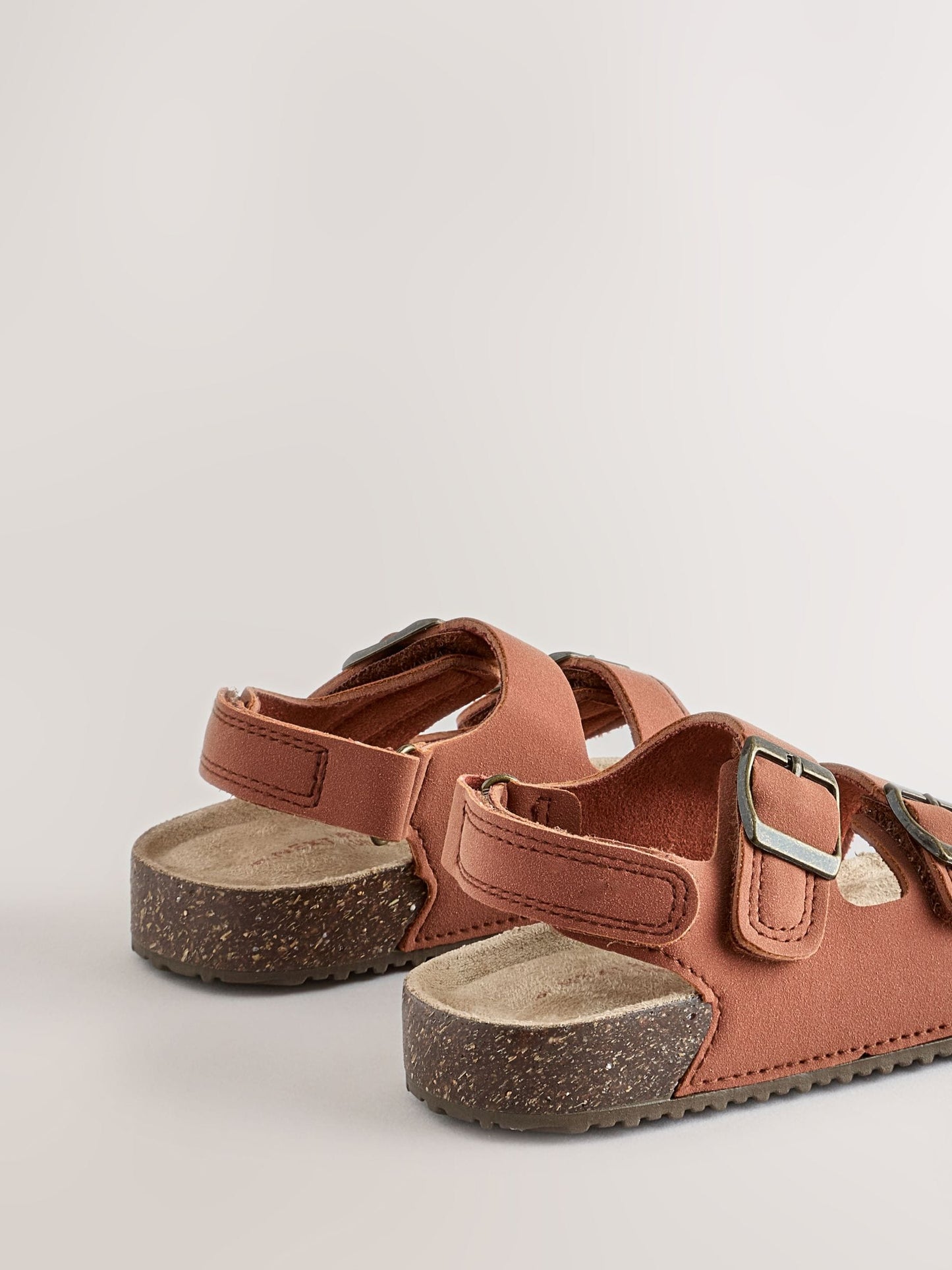 Tan/Brown Standard Fit (F) Double Buckle Cushioned Footbed Sandals image 4