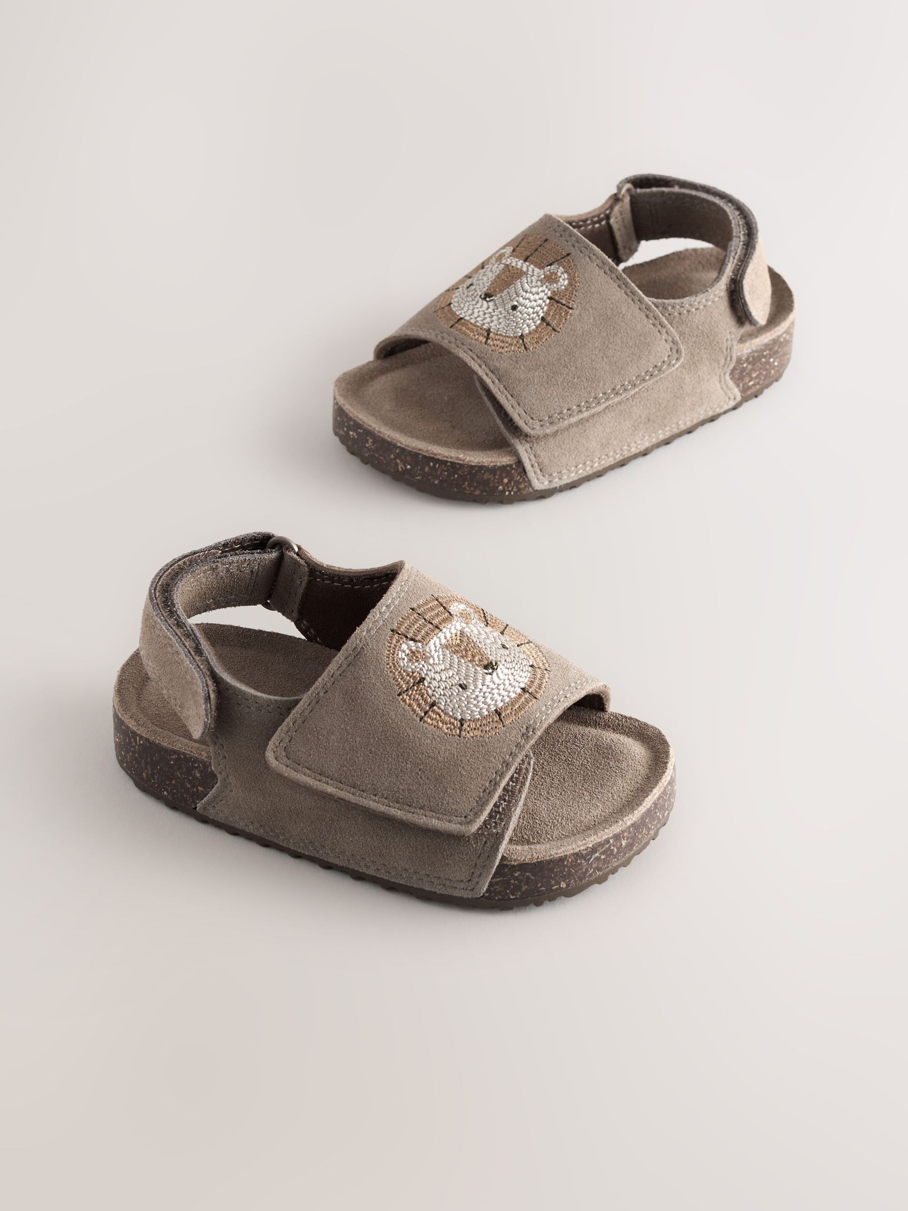 Neutral Lion Touch Fastening Leather Slider Sandals image 1