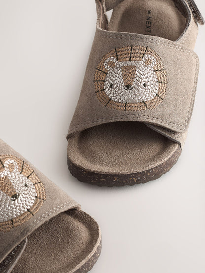 Neutral Lion Touch Fastening Leather Slider Sandals image 4