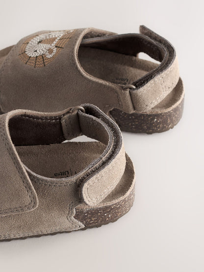 Neutral Lion Touch Fastening Leather Slider Sandals image 5