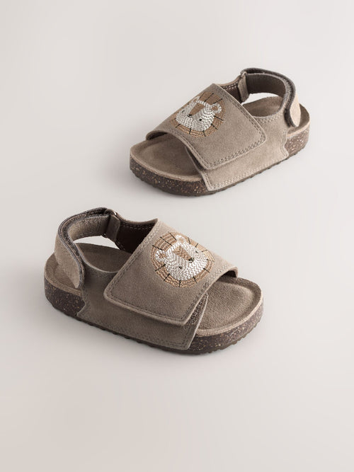 Neutral Lion Touch Fastening Leather Slider Sandals image 1