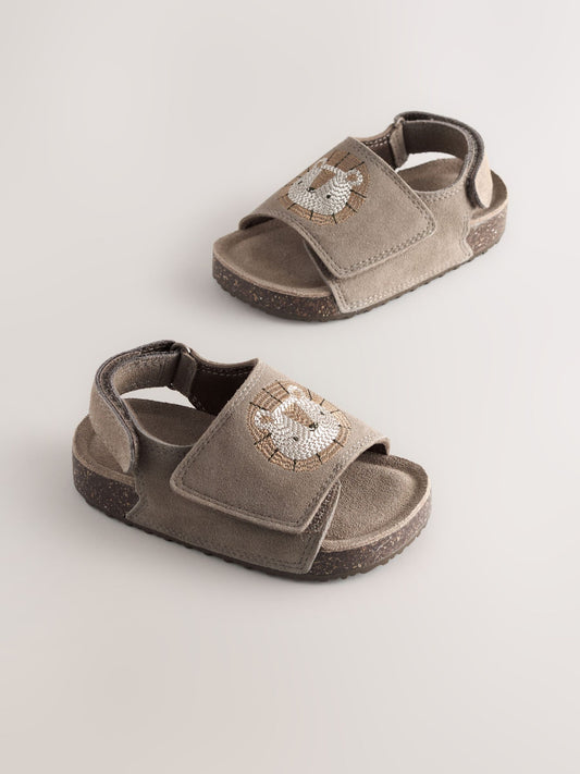 Neutral Lion Touch Fastening Leather Slider Sandals image 1