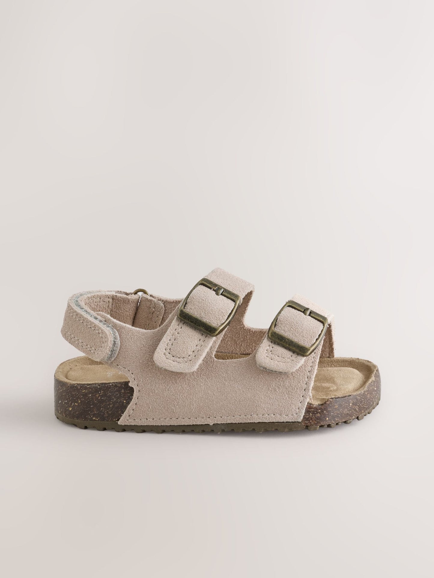 Neutral Leather Standard Fit (F) Double Buckle Cushioned Footbed Sandals image 2