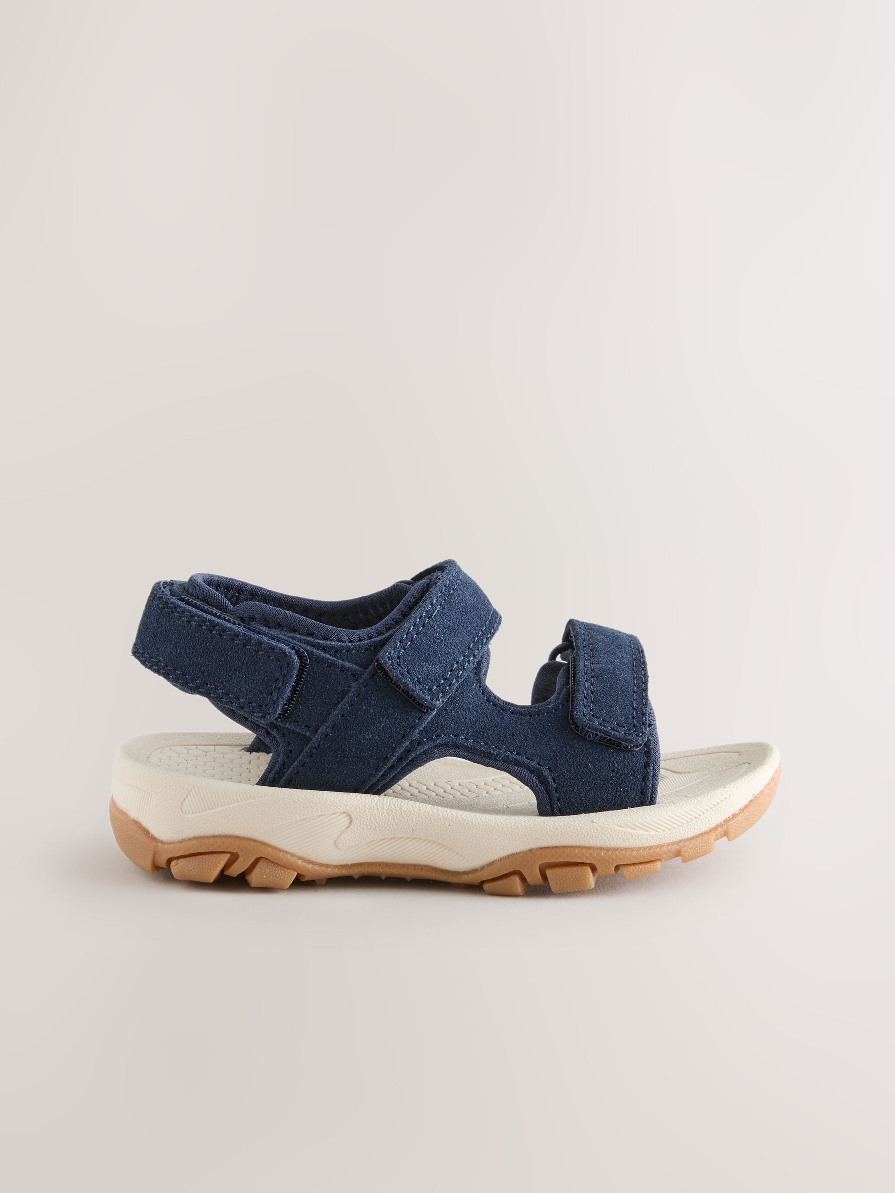 Navy Leather Touch Fastening Trekker Sandals image 2