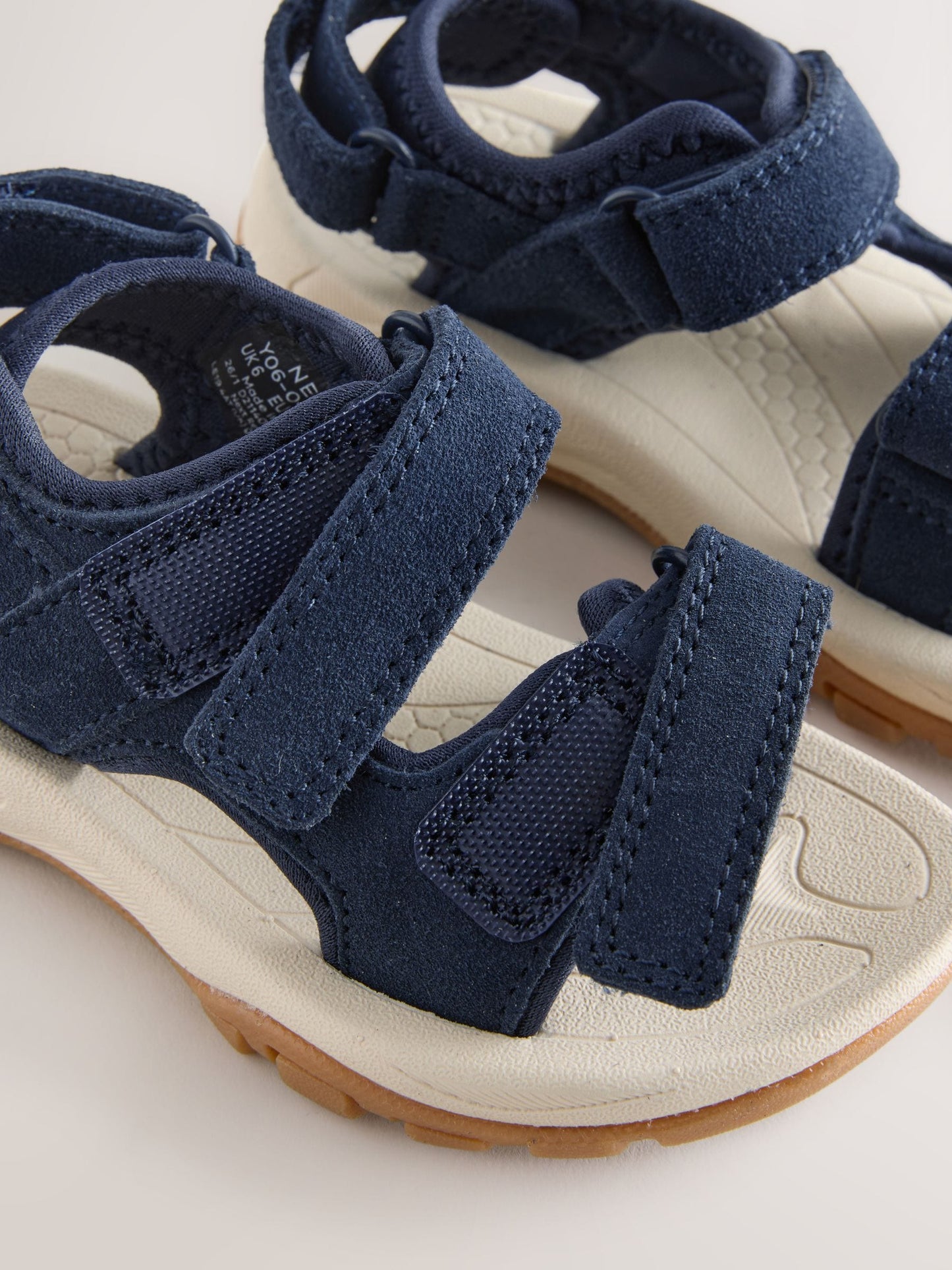 Navy Leather Touch Fastening Trekker Sandals image 4