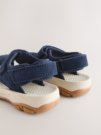 Navy Leather Touch Fastening Trekker Sandals image 5