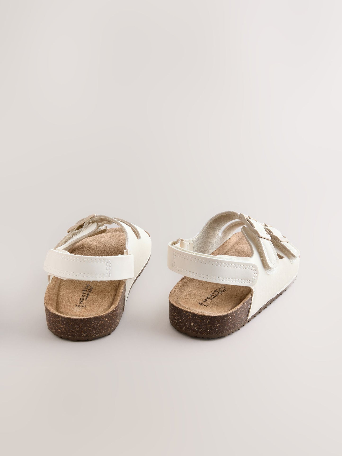 White Standard Fit (F) Double Buckle Cushioned Footbed Sandals image 3
