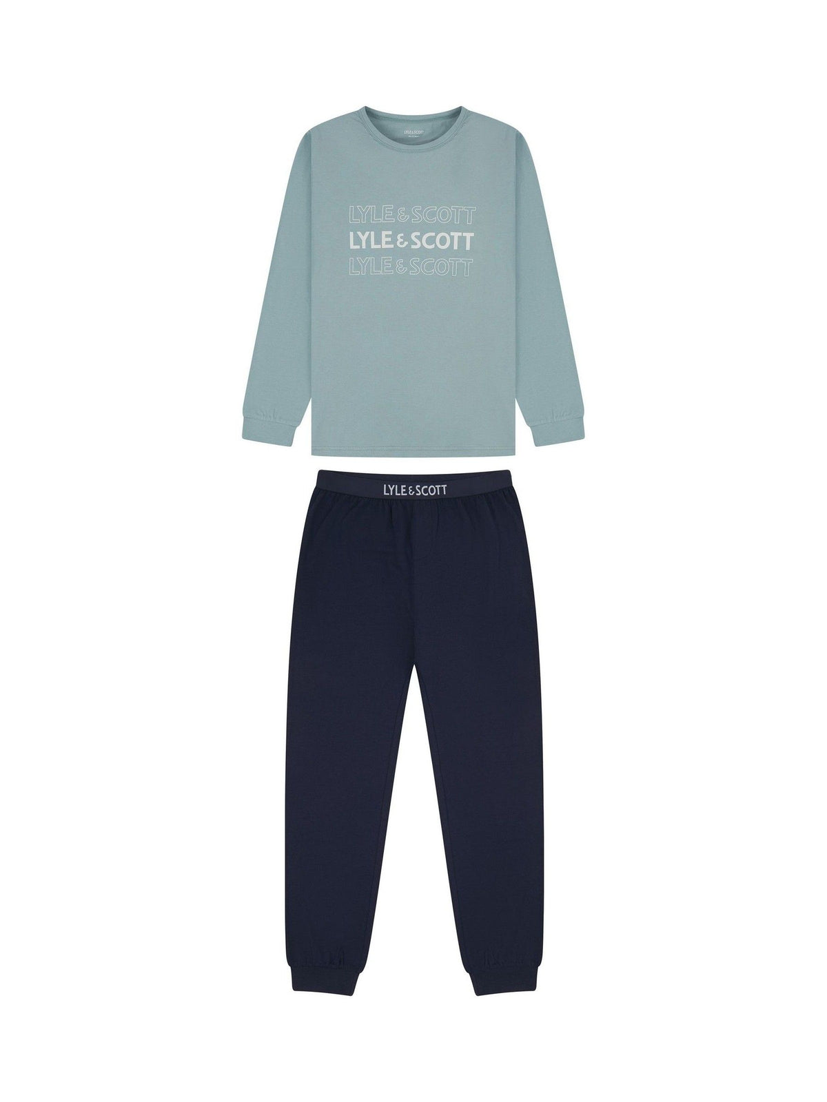 Lyle & Scott Blue Boys Burt Long Sleeve T-Shirt and Cuffed Joggers Set - image 1