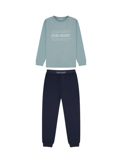 Lyle & Scott Blue Boys Burt Long Sleeve T-Shirt and Cuffed Joggers Set - image 1