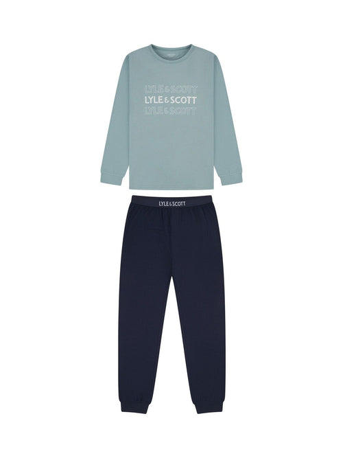 Lyle & Scott Blue Boys Burt Long Sleeve T-Shirt and Cuffed Joggers Set - image 1