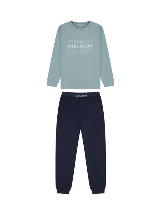 Lyle & Scott Blue Boys Burt Long Sleeve T-Shirt and Cuffed Joggers Set - image 1