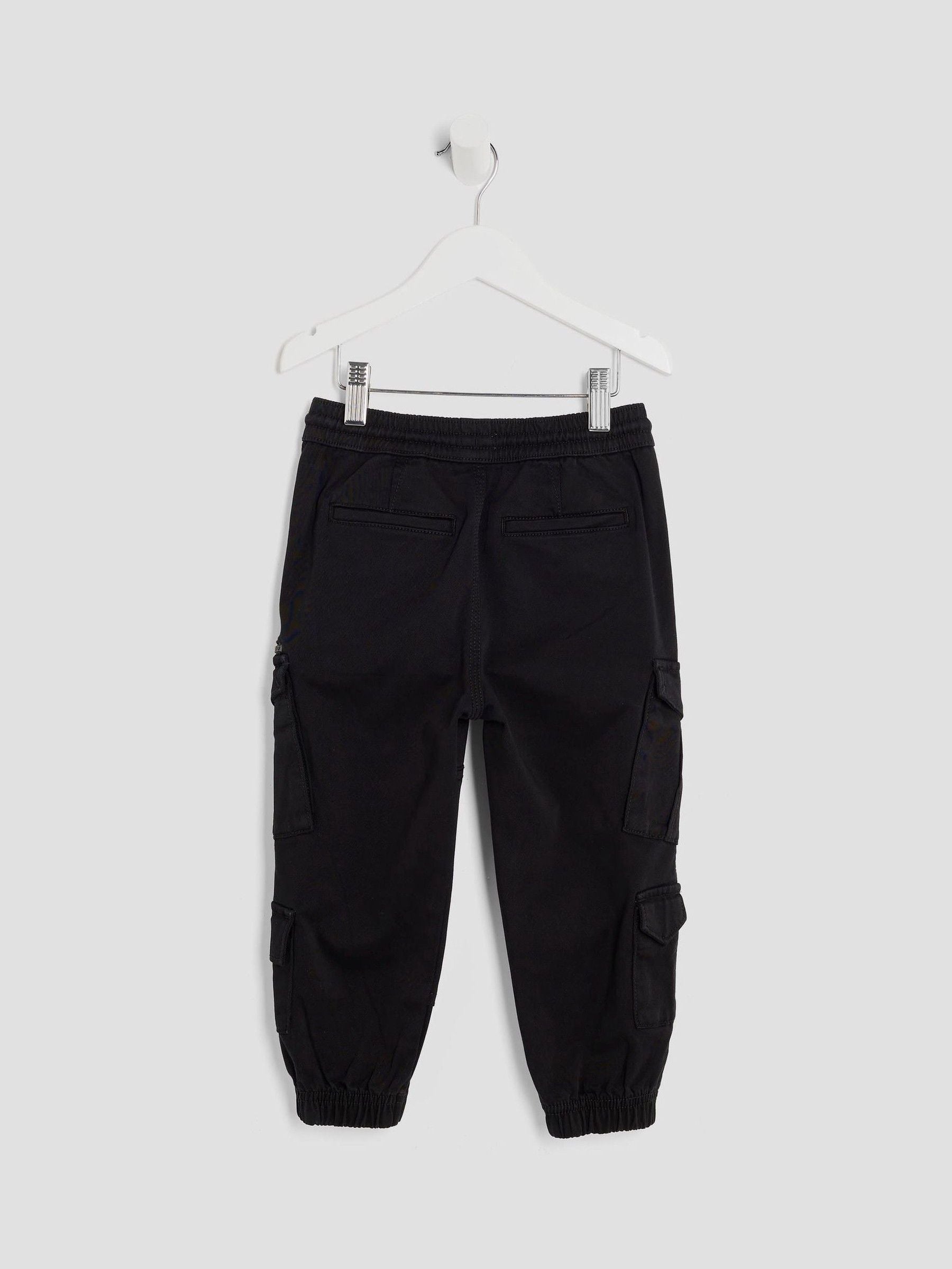 River Island Black 4 Pocket Cargo Trousers image 3