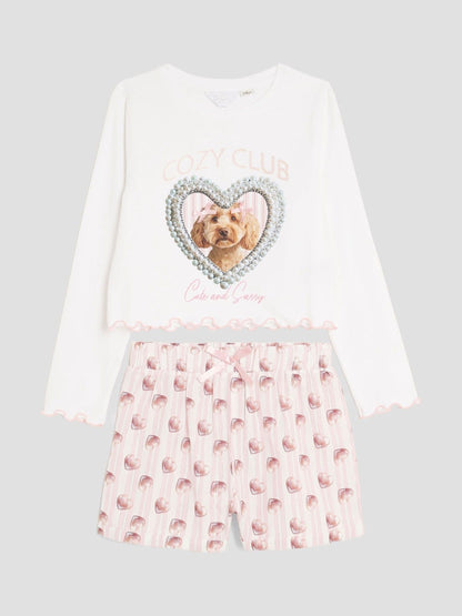 River Island Pink Puppy Graphic Pyjamas