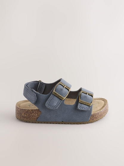 Navy Wide Fit (G) Double Buckle Cushioned Footbed Sandals image 2