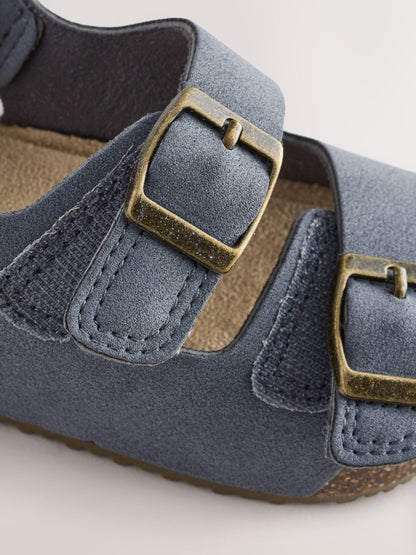 Navy Wide Fit (G) Double Buckle Cushioned Footbed Sandals image 3