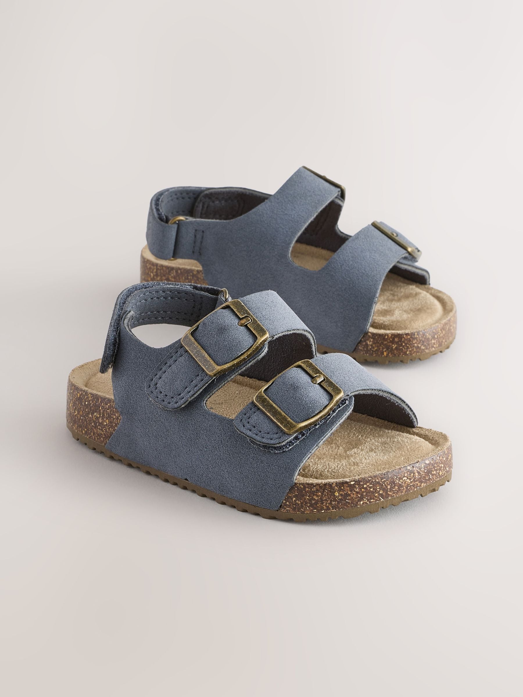 Navy Wide Fit (G) Double Buckle Cushioned Footbed Sandals image 1