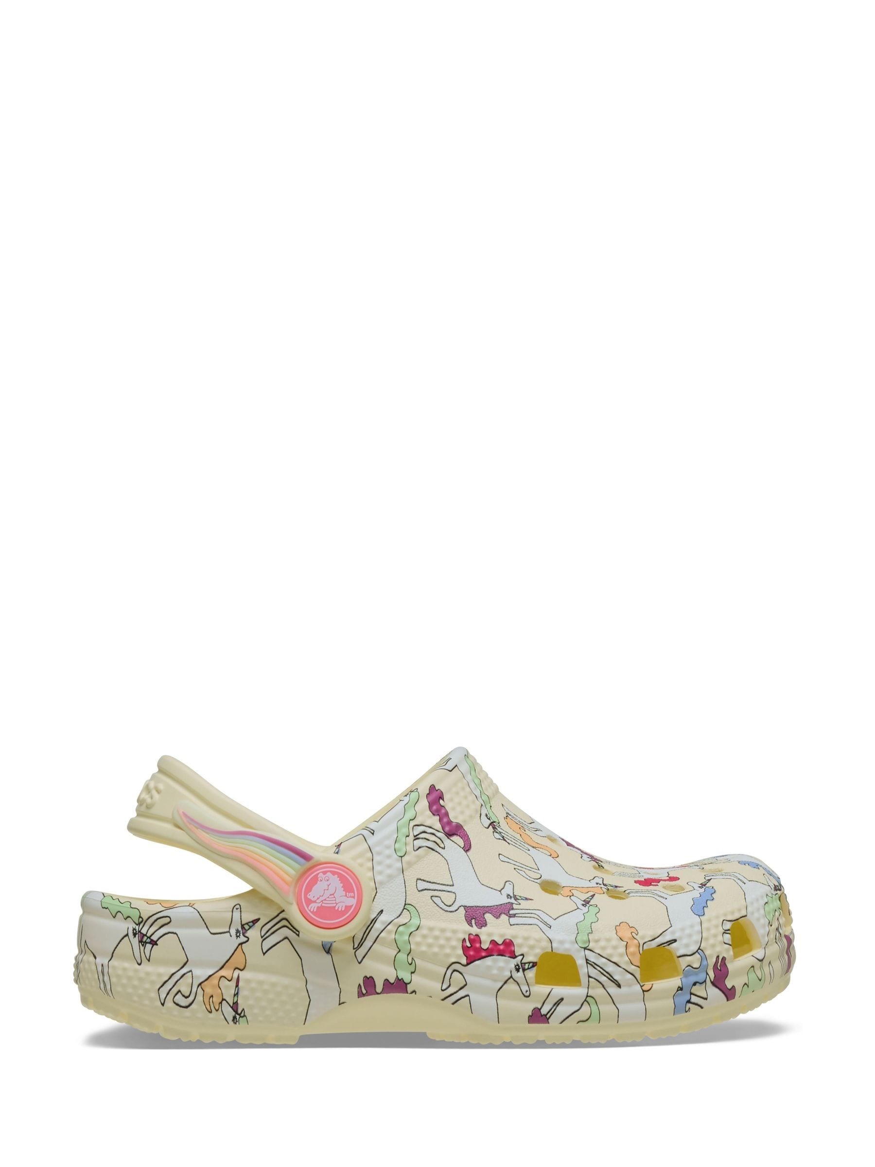 Crocs Yellow Classic Unicorn Graphic Clogs image 1