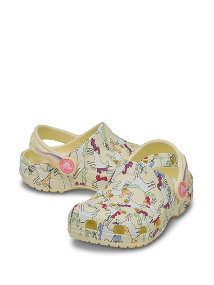 Crocs Yellow Classic Unicorn Graphic Clogs image 4