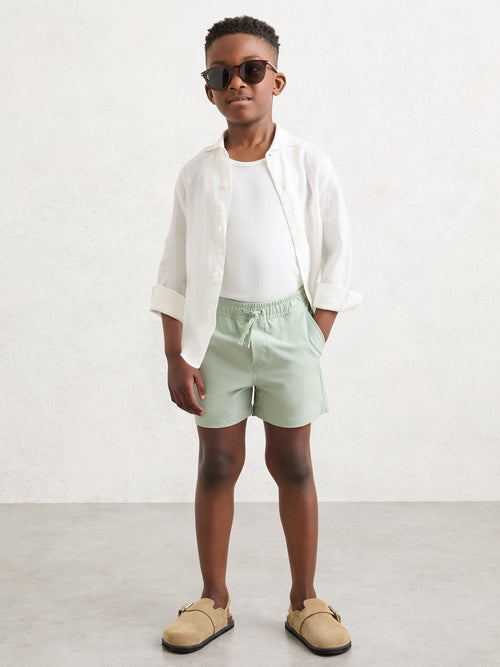 Reiss Mint Green Cliff 9-13 yrs Printed Drawstring Swim Shorts image 1