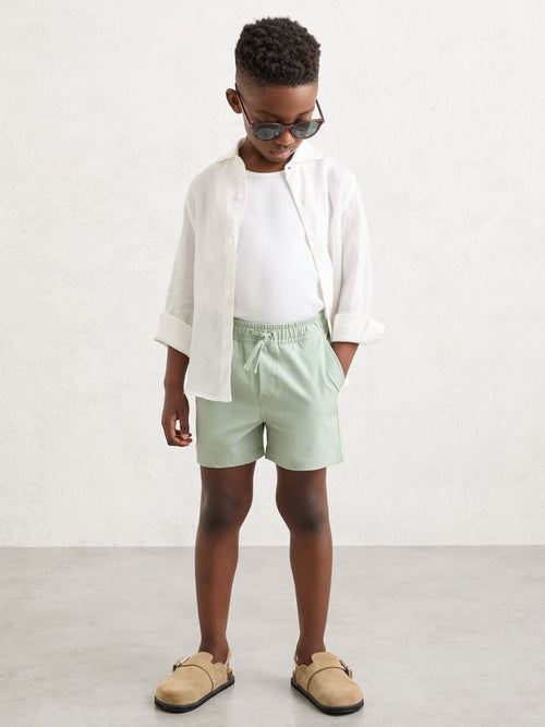 Reiss Mint Green Cliff 3-9 yrs Printed Drawstring Swim Shorts image 1
