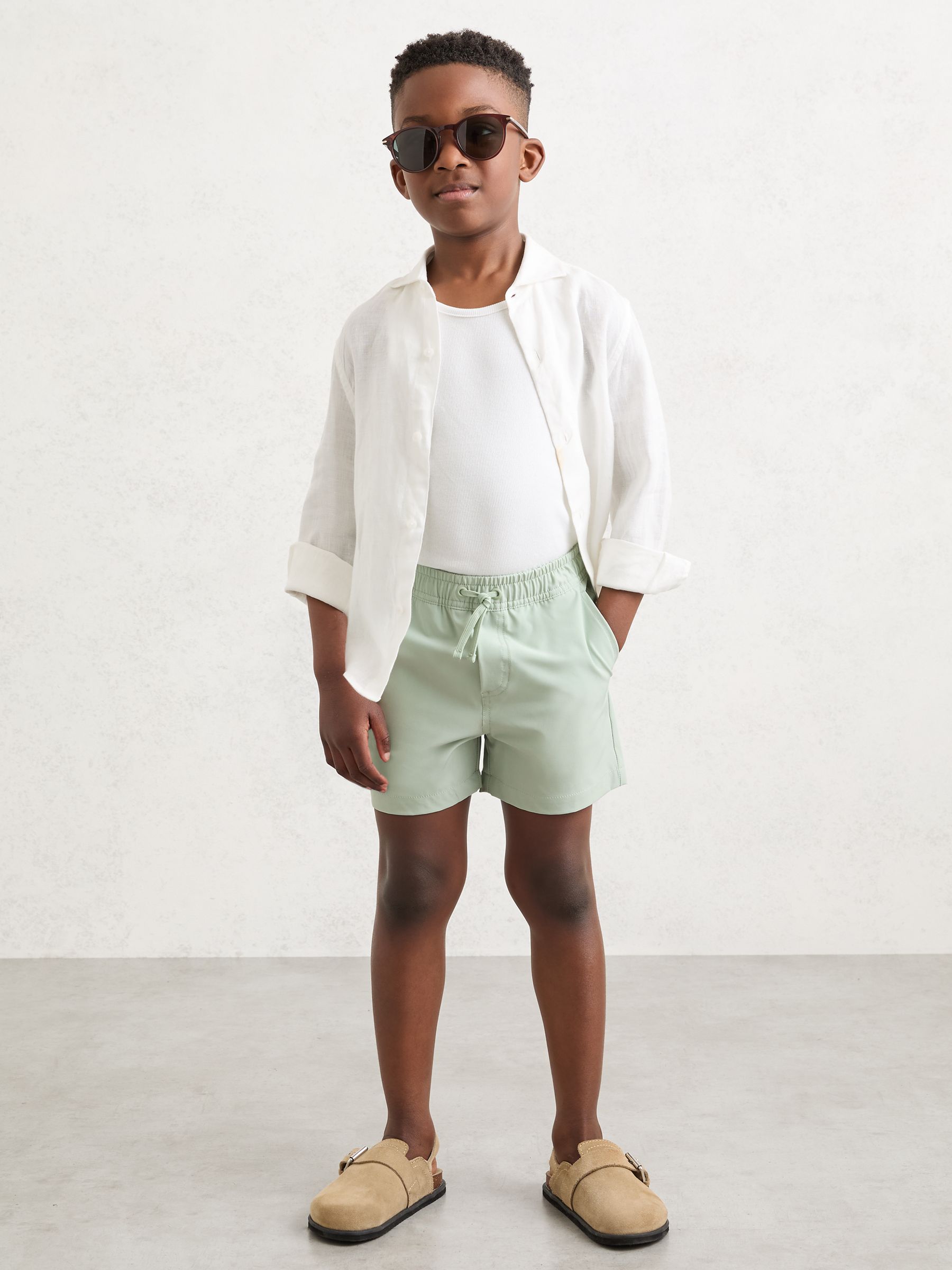 Reiss Mint Green Cliff 3-9 yrs Printed Drawstring Swim Shorts image 3