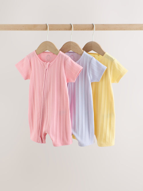Bright 3 Pack Two Way Zip Baby Romper (0mths-3yrs) image 1