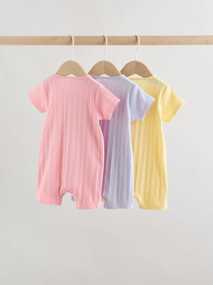 Bright 3 Pack Two Way Zip Baby Romper (0mths-3yrs) image 2